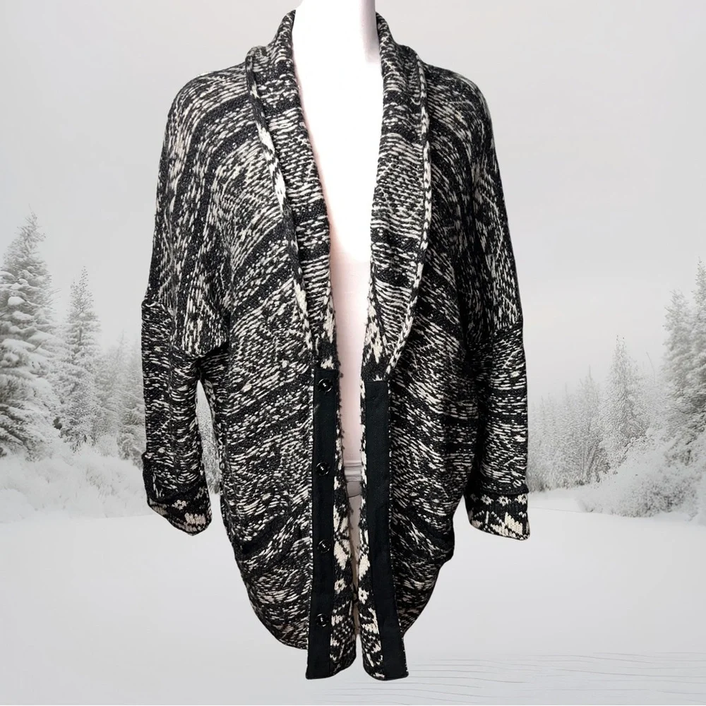 Free People Black and White Cardigan